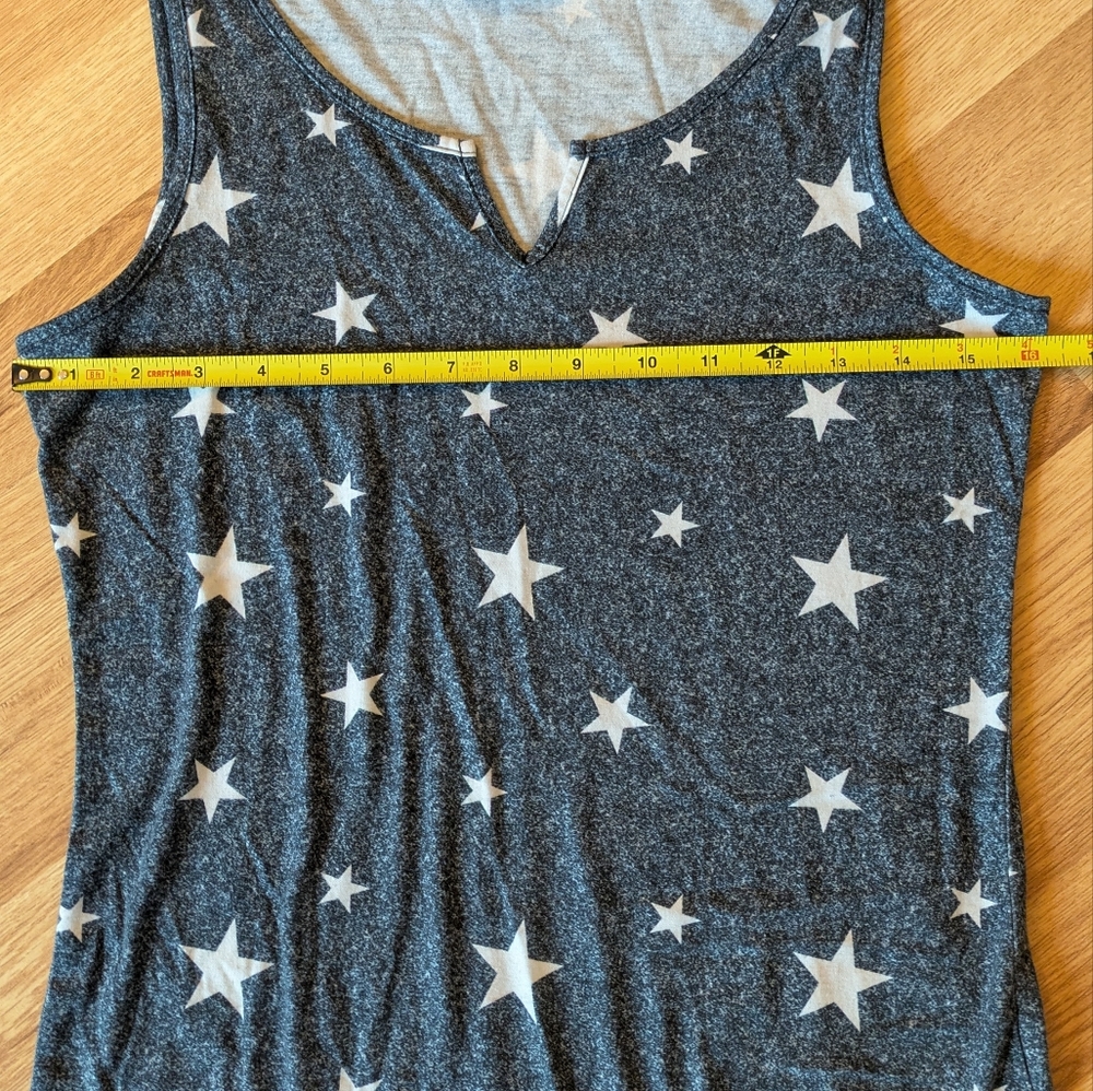 Star Tank Nightgown, S, Ekouaer Sleeveless Sleep Shirt, Curved Hem Pajama Dress - Picture 8 of 10